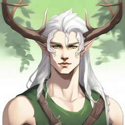 A 25-year-old young male half-dryad with a slender but strong build