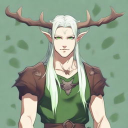 A 25-year-old young male half-dryad with a slender but strong build