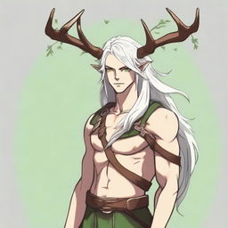 A 25-year-old young male half-dryad with a slender but strong build