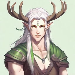 A 25-year-old young male half-dryad with a slender but strong build