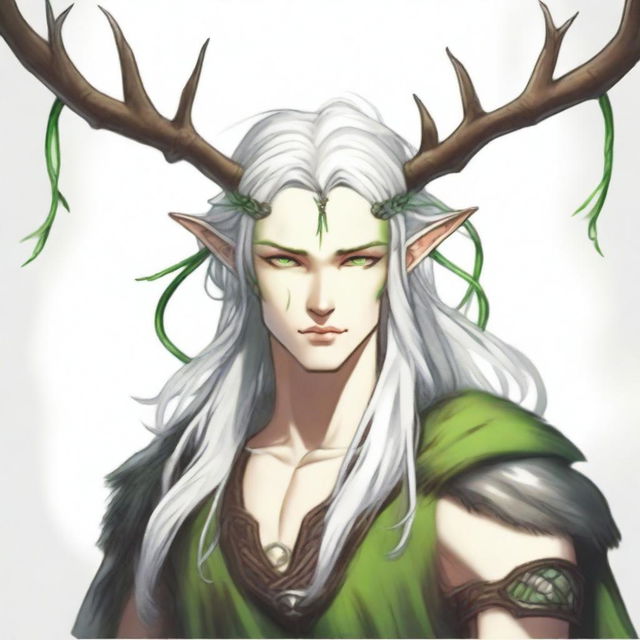 A 25-year-old young male half-dryad with a slender but strong build