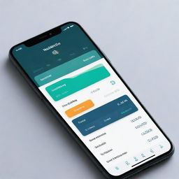 A sleek, modern mobile banking application interface titled 'WELLWISHFIN', with clear buttons for transactions, account balance and customer support.