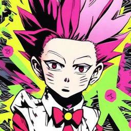 Create a quirky and fun profile image of Hisoka Morow from Hunter x Hunter