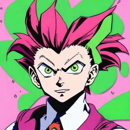 Create a quirky and fun profile image of Hisoka Morow from Hunter x Hunter