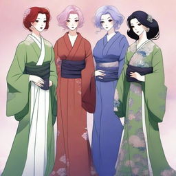 A detailed image of three women standing together