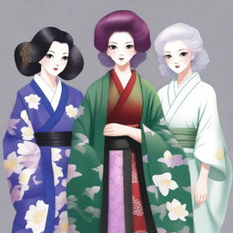 A detailed image of three women standing together