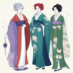 A detailed image of three women standing together