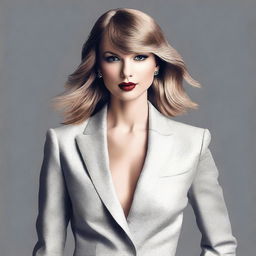 Create an image featuring Taylor Swift in a powerful and confident pose, inspired by her song 'The Man'