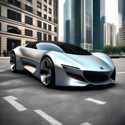 A sleek and modern sport coupe from the year 2024, featuring futuristic design elements, aerodynamic curves, and advanced technology