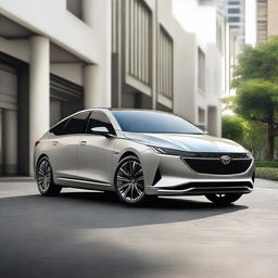 A modern sedan from the year 2020, showcasing a contemporary design with sleek lines and a comfortable interior