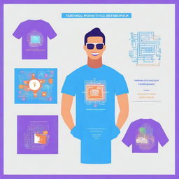 Create a T-shirt design themed around artificial intelligence technologies and their application in business