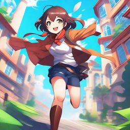 Create an anime-style illustration featuring vibrant colors, expressive characters, and dynamic backgrounds