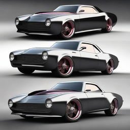 Create a custom hypercar that is a fusion of a 1939 Chevy Coupe and a Camaro