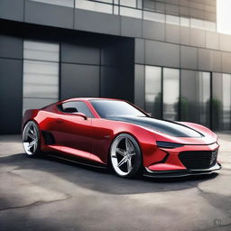 Create a custom hypercar that is a fusion of a 1937 Chevy Coupe and a Camaro