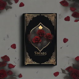 Create a book cover with a black background featuring burned roses