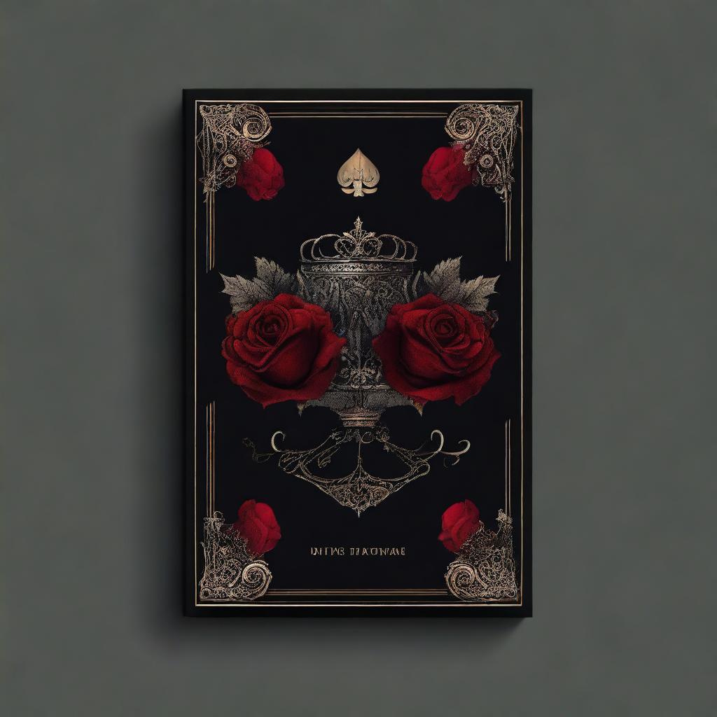 Create a book cover with a black background featuring burned roses