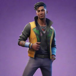 A Fortnite skin inspired by the musician Jon Z, showcasing his distinctive style.