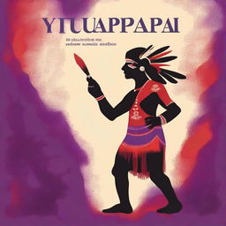 Create a book cover featuring an image of Yuruparí, an indigenous mythological figure