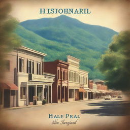 A book cover featuring a vintage image of a small town nestled in the mountains