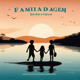 Create an infant-book cover with the title 'FAMÍLIA CORAGEM E A GRANDE ENCHENTE'