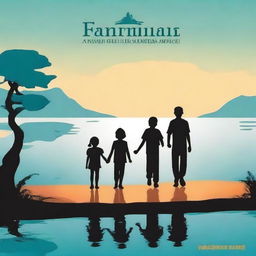 Create an infant-book cover with the title 'FAMÍLIA CORAGEM E A GRANDE ENCHENTE'