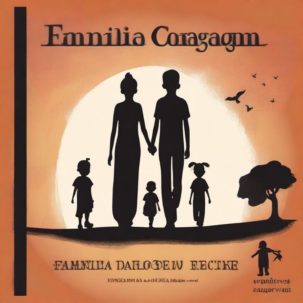 Create an infant-book cover with the full title 'FAMÍLIA CORAGEM E A GRANDE ENCHENTE'