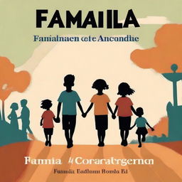 Create an infant-book cover with the full title 'FAMÍLIA CORAGEM E A GRANDE ENCHENTE'