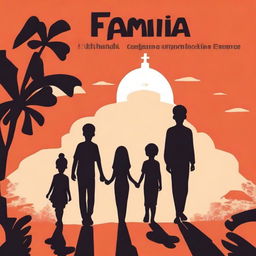 Create an infant-book cover with the full title 'FAMÍLIA CORAGEM E A GRANDE ENCHENTE'