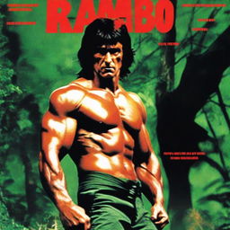 Portada de la película Rambo mostrando a Rambo de cuerpo completo