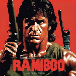 Portada de la película Rambo mostrando a Rambo de cuerpo completo