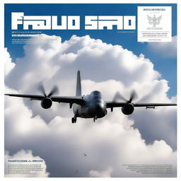 Portada que muestra un avión militar visto de frente, destacando su imponente estructura y detalles