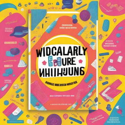 Create a vibrant book cover titled 'Vocabulary Venture: Wordsearch for everyone'