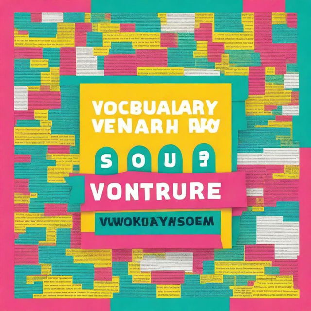 Design a book cover titled 'Vocabulary Venture: Wordsearch for everyone'