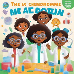 An ABC book page featuring children of all races wearing lab coats