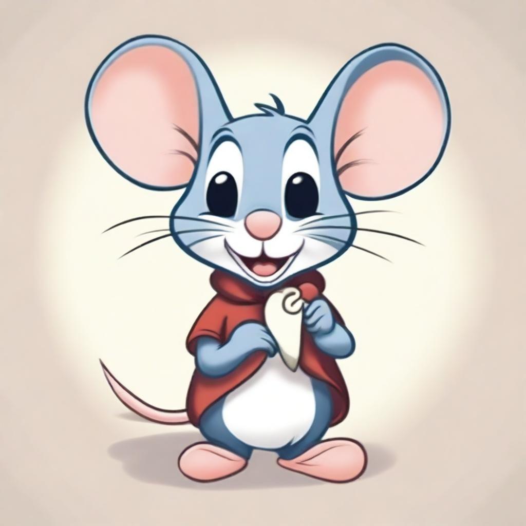 A whimsical Disney-style illustration of a mouse holding a tooth