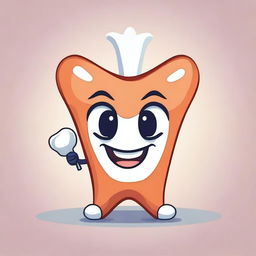 Create a 2D mascot character for React Rater, holding a tooth