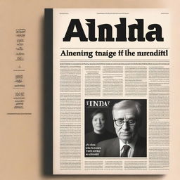 Create a book cover that resembles a newspaper, with the title 'ainda' prominently displayed in large font at the center of the cover