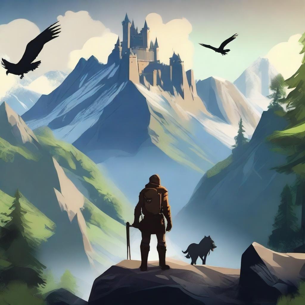 Create a captivating movie poster that features an epic adventure scene