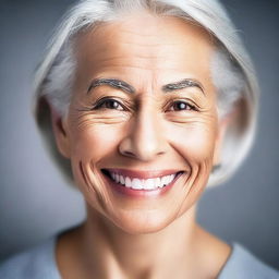 A portrait of a matured woman with graceful aging, showcasing her wisdom and experience