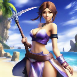 Create an image of Yuna from Final Fantasy X in a sexy pose