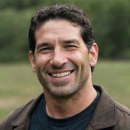 Shane from The Walking Dead, portrayed by Jon Bernthal, smiling and expressing happiness.