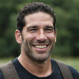 Shane from The Walking Dead, portrayed by Jon Bernthal, smiling and expressing happiness.