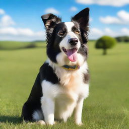 A very handsome border sheepdog wearing glasses, standing proudly with a charming expression