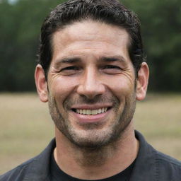 Shane from The Walking Dead, portrayed by Jon Bernthal, smiling and expressing happiness.