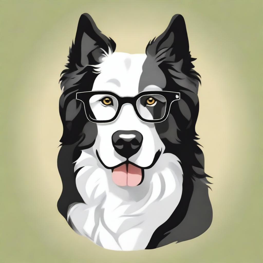 Create an image of an orcish border sheepdog, wearing glasses, and looking very handsome