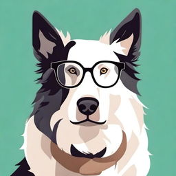 Create an image of an orcish border sheepdog, wearing glasses, and looking very handsome