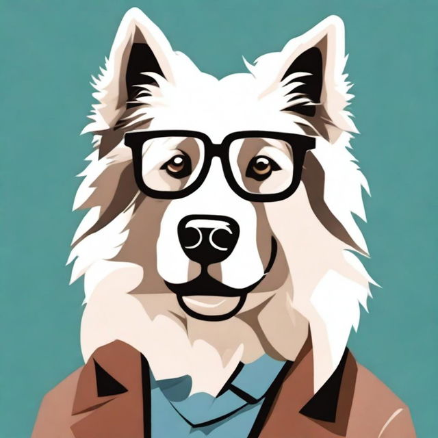 Create an image of an orcish border sheepdog, wearing glasses, and looking very handsome