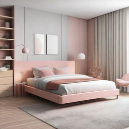 Diseñar un dormitorio acogedor y moderno con una cama cómoda, muebles elegantes y una iluminación suave