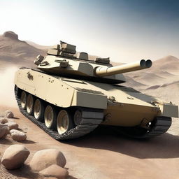 A detailed and realistic depiction of an M1 Abrams tank