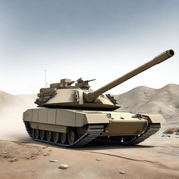 A detailed and realistic depiction of an M1 Abrams tank